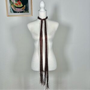 Y2k Sparkly Brown Fringe Scarf